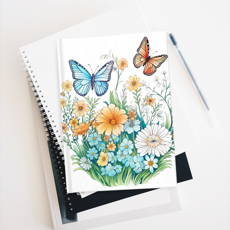 Wildflowers and Butterflies Blank Journal, Beautiful flowers and Butterflies in flowercore colors. Cottagecore, fairycore image 5