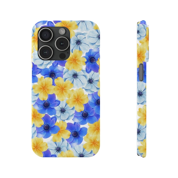 Blue and Yellow Flowers iPhone 15 Phone Cases