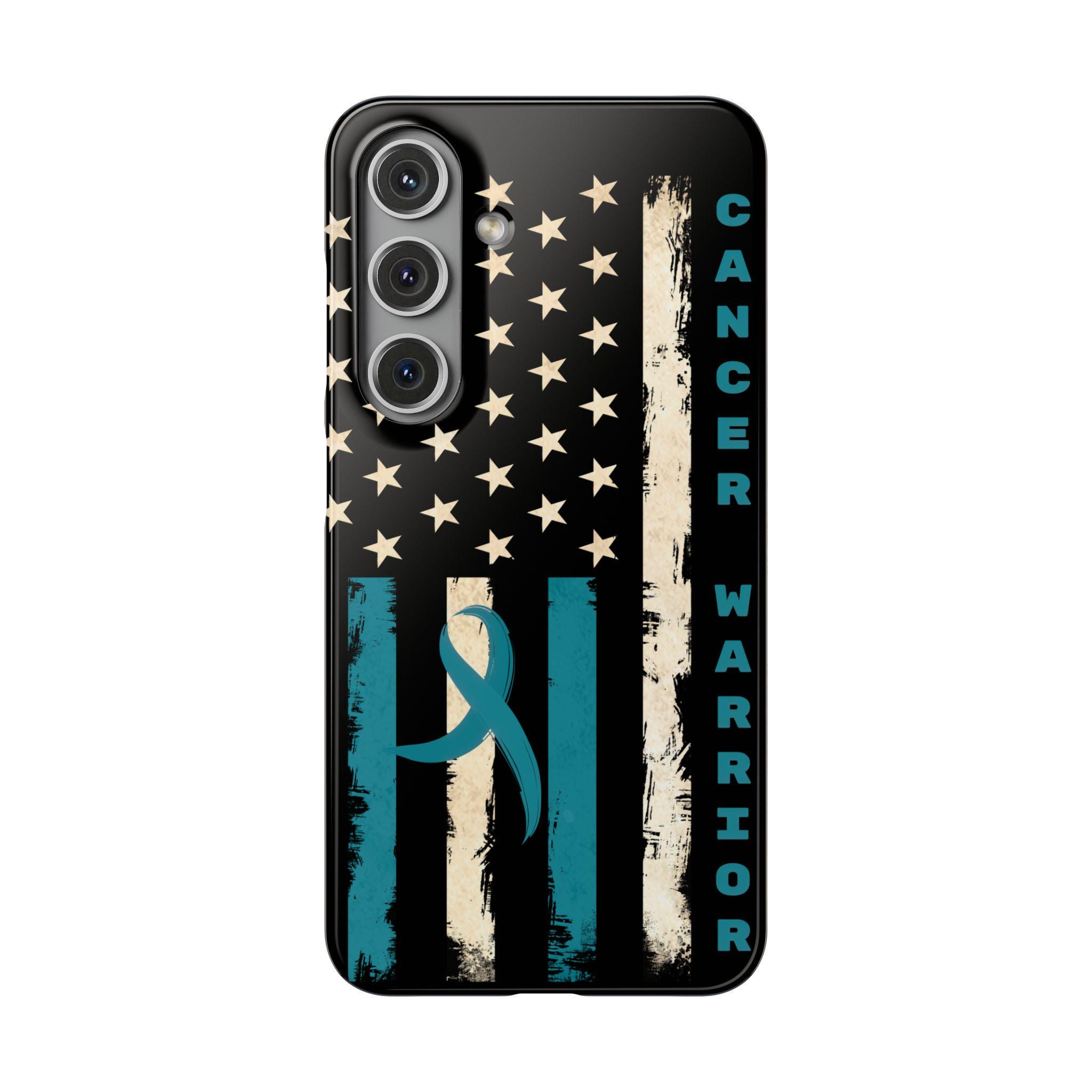 Ovarian Cancer Flag Samsung Phone Cases S24, S23, S22, S21.  Cancer fighter, cancer warrior, cancer encouragement, cancer gift