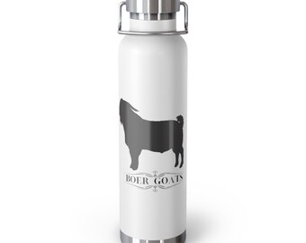 Boer Goat Copper Vacuum Insulated Bottle, 22oz. Perfect for Boer Goat rancher, Boer Goat Lover, Ranch Decor, Show Goat, Boer Meat Goat