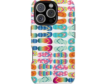 Just Flip Flops Magnetic Safe Tough iPhone 16, 15, 14, 13 Cases. Perfect gift for your favorite beach lover. iPhone 16, iPhone 15