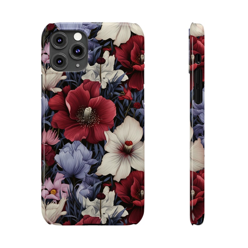 Red and Blue Flowers iPhone 11 Phone Cases image 7