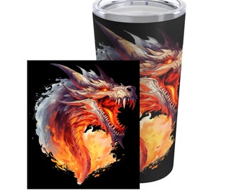Angry Golden Dragon Tumbler 20oz, Perfect for fantasy dragon lover, knightcore, medieval knight insulated coffee cup