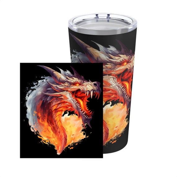 Angry Golden Dragon Tumbler 20oz, Perfect for fantasy dragon lover, knightcore, medieval knight insulated coffee cup