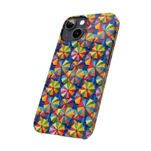 Umbrellas on iPhone 13 Phone Cases. Beach Umbrella, Umbrellas in a cool retro effect image 10