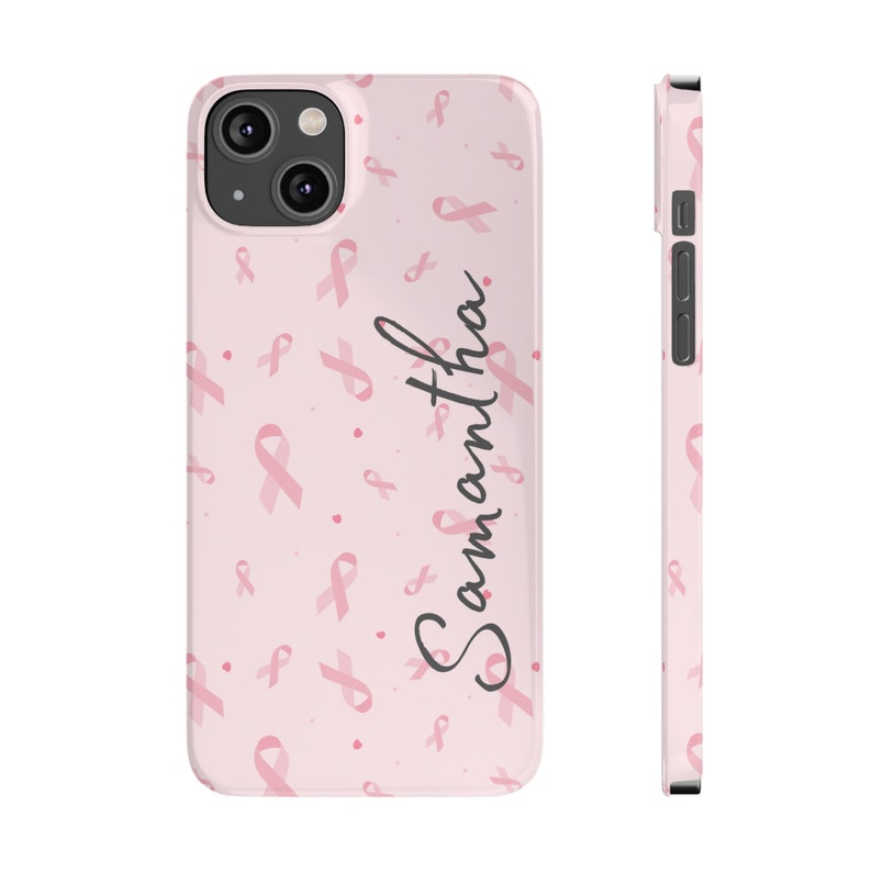 Personalized Breast Cancer Fighter iPhone 14 Phone Cases image 4