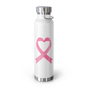 Breast Cancer Ribbon Vacuum Insulated Bottle, 22oz. Perfect for the Breast Cancer Warrior in your life image 1
