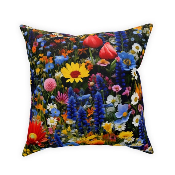 Colorful Wildflowers Broadcloth Pillow