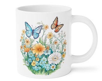 Wildflowers and Butterflies Coffee cup 15/20 oz. Amazing flowers in beautiful Flowercore colors