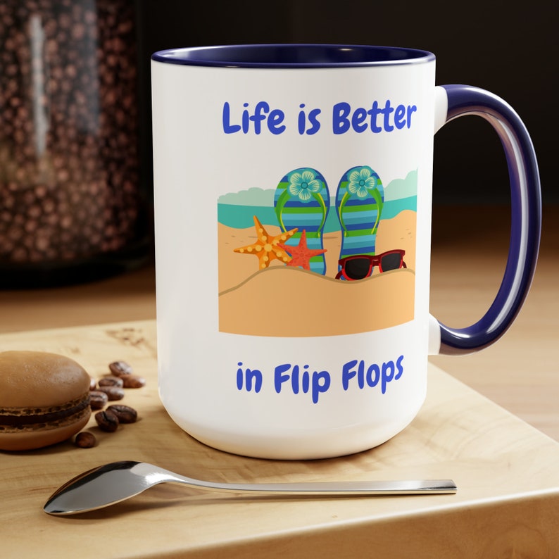 Life is Better in Flip Flops Coffee Mugs, 15oz image 3