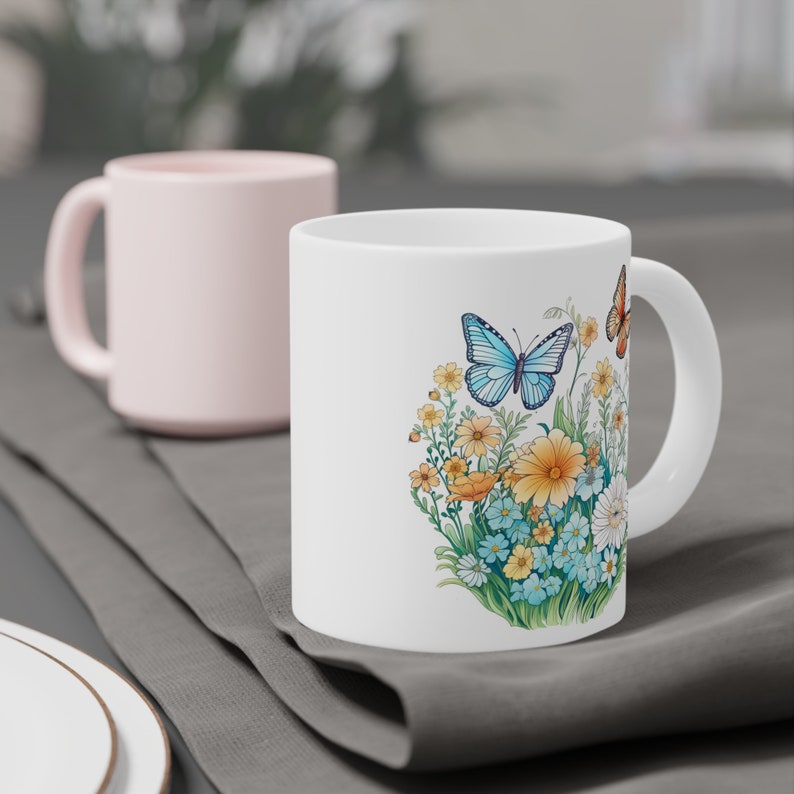 Wildflowers and Butterflies Coffee cup 15/20 oz. Amazing flowers in beautiful Flowercore colors image 4