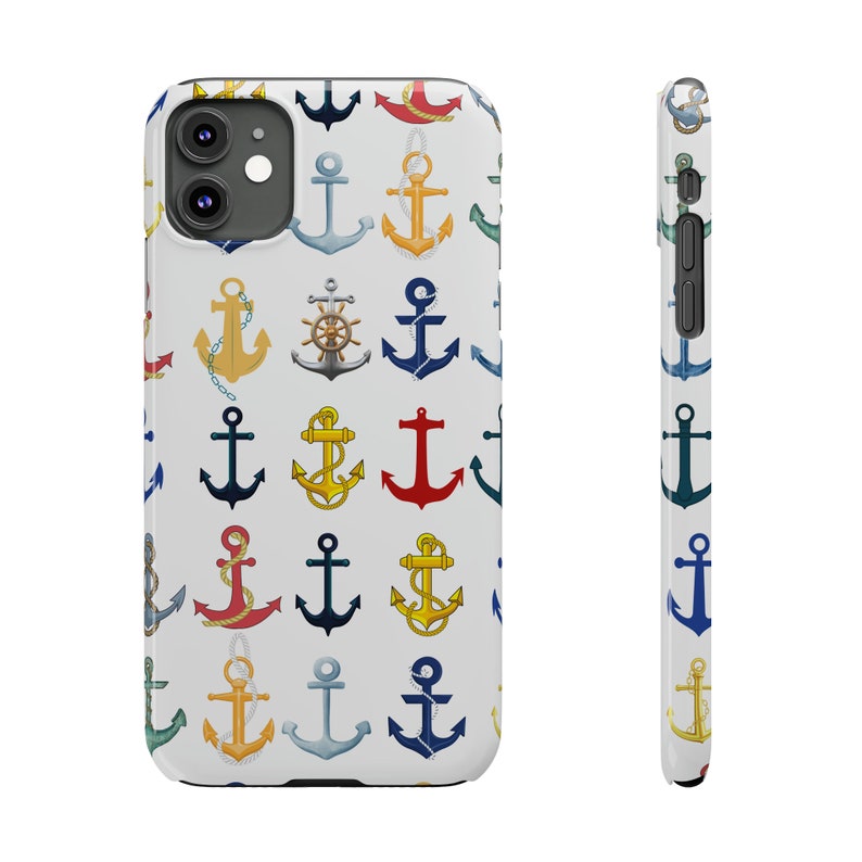 Anchors iPhone 11 Phone Cases, Brightly Colored Anchors for your Sailing and Boating Enthusiast image 2