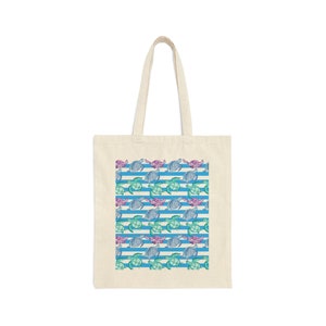 Sea Turtles Canvas Tote Bag, marine life, sea turtle enthusiast, turtle conservation, wildlife support, nature lover image 1