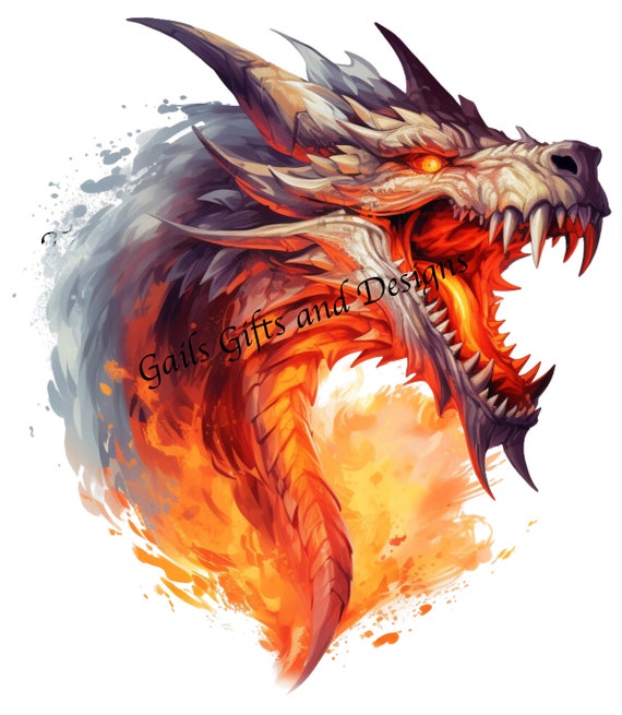 Fiery Golden Dragon Clipart Graphic, Knightcore, medieval, Fantasy