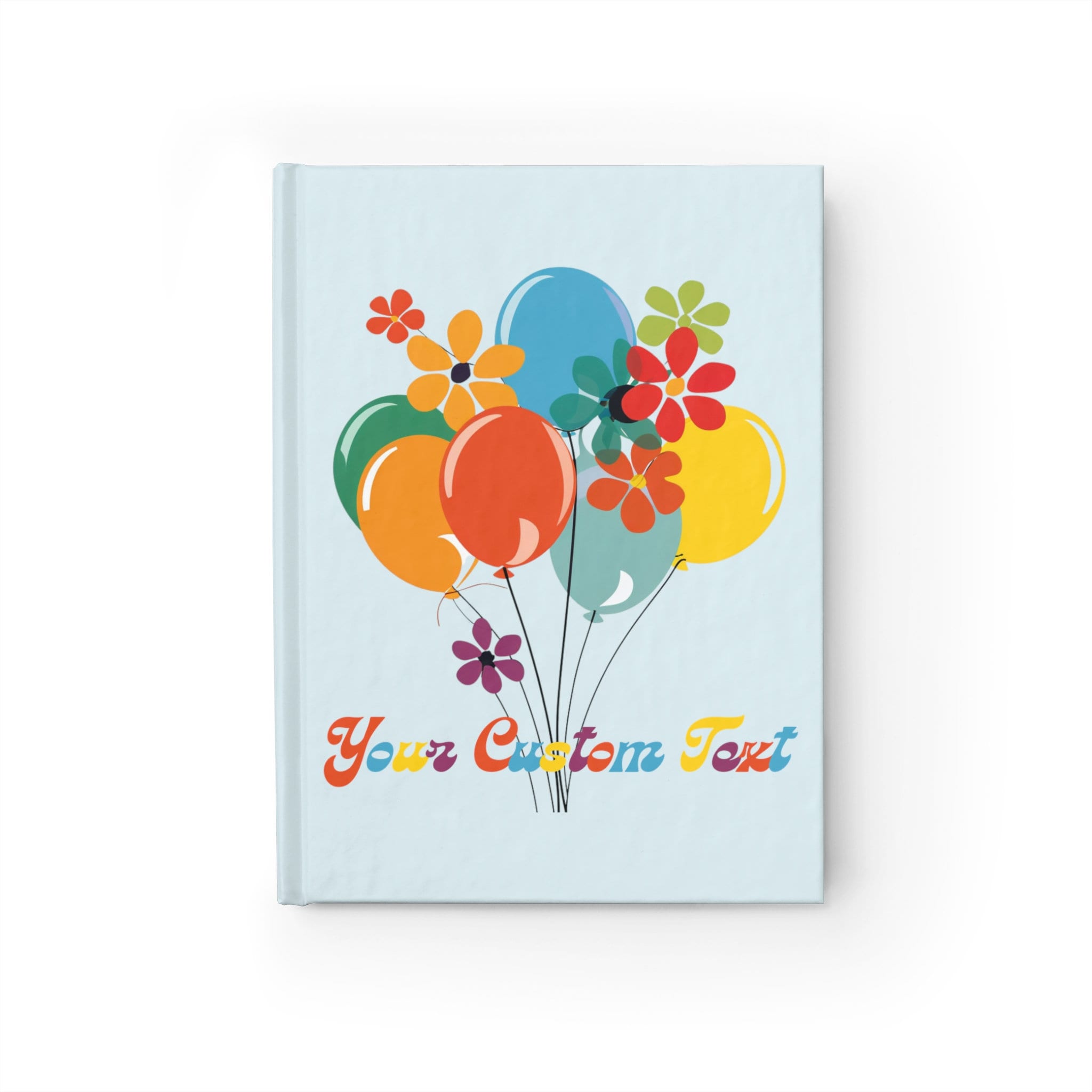 Custom Retro Flowers and Balloons Journal. Fun gift for Birthday, graduation, bridesmaids