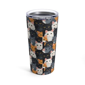 Leuke katten geïsoleerde beker 20oz. Geweldig cadeau voor kattenliefhebbers, kattenmama, kattenkoffiekopje, kittens afbeelding 2