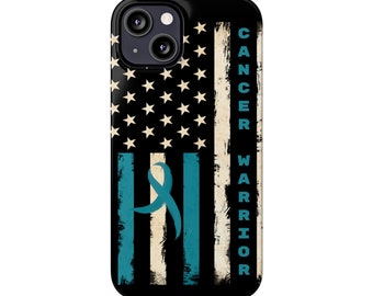 Ovarian Cancer Warrior Flag iPhone 12-15 Cases. Cancer Awareness, Ovarian Cancer iPhone case