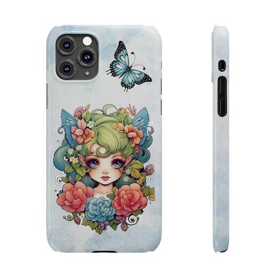 Green Fairy iPhone 11 case, iPhone 11 Pro, and iPhone 11 Pro Max. Pretty Green Fairycore fairy in beautiful Flowercore colors