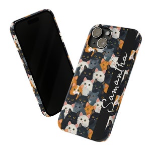 Personalized Cute cats iPhone 15 Phone Cases. These cats and kittens are the Perfect custom gift for your favorite cat lover image 7