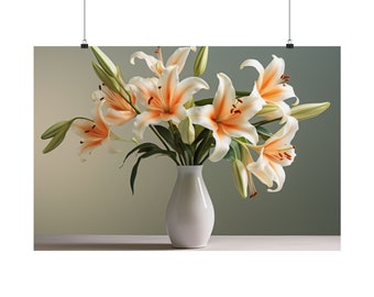 Cana Lilies in Vase Matte Poster Already Professionally Printed