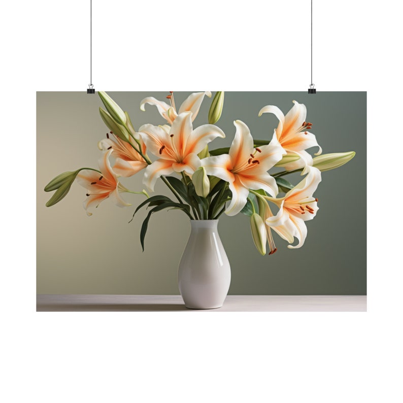 Cana Lilies in Vase Matte Poster Already Professionally Printed image 1