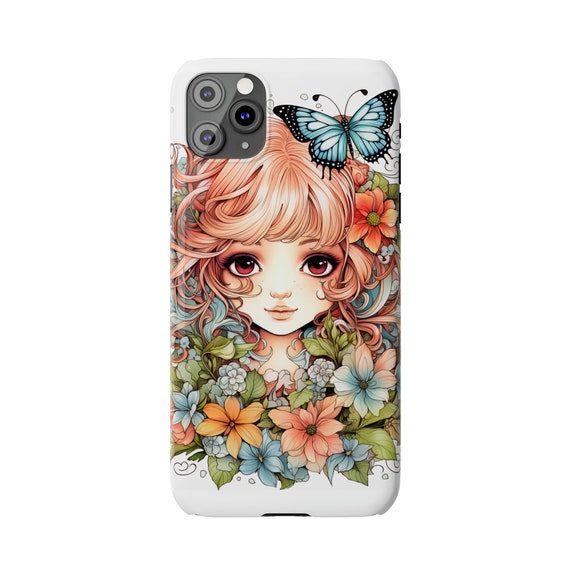 Fairy with Red Hair iPhone 11 cases. Pretty Fairycore fairy in beautiful Flowercore colors