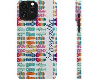 Personalized Just Flip Flops iPhone 13 Phone Cases. Add your name to make this the perfect custom iPhone case! Personalized iPhone 13 case