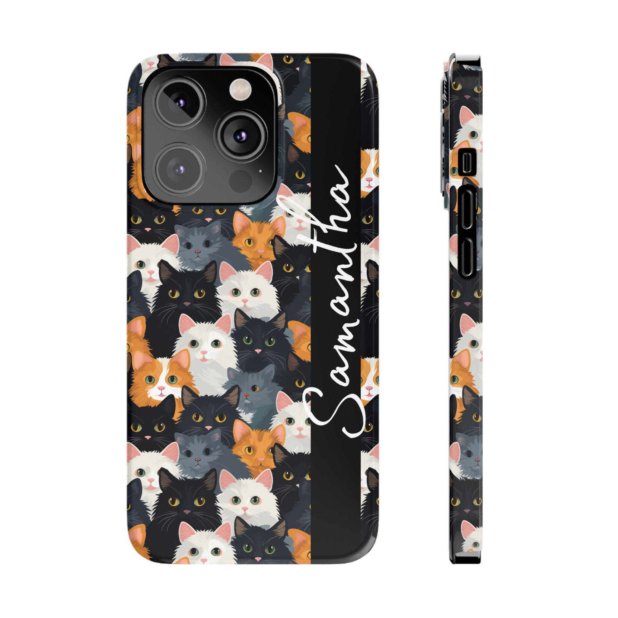 Personalized Cute cats iPhone 16, 1Phone 15, iPhone 14, iPhone 13 Cases for all models. The Perfect custom gift for your favorite cat lover!