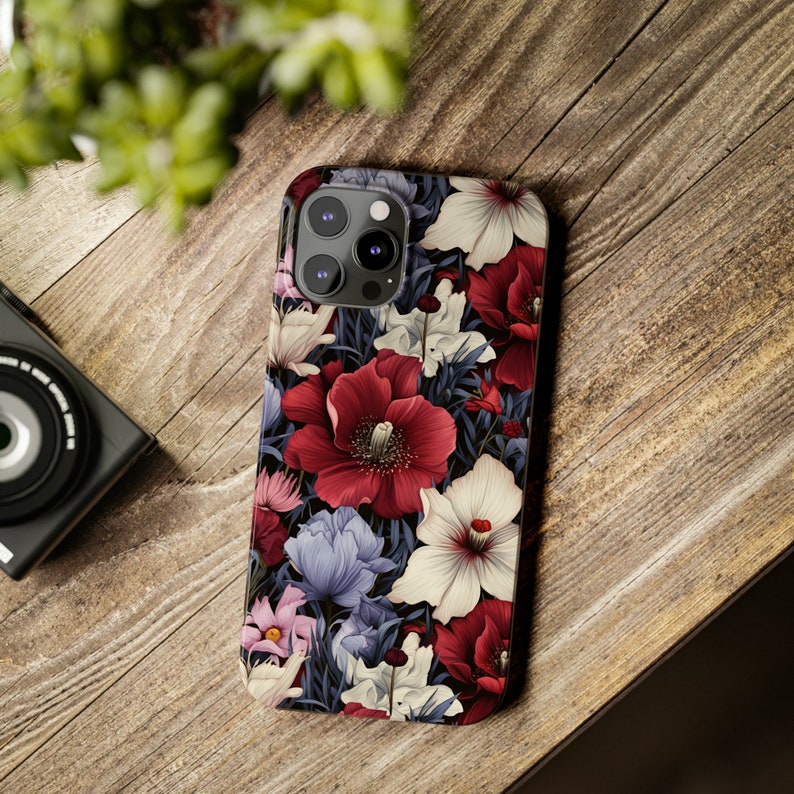 Red and Blue Flowers iPhone 12 Phone Cases image 6