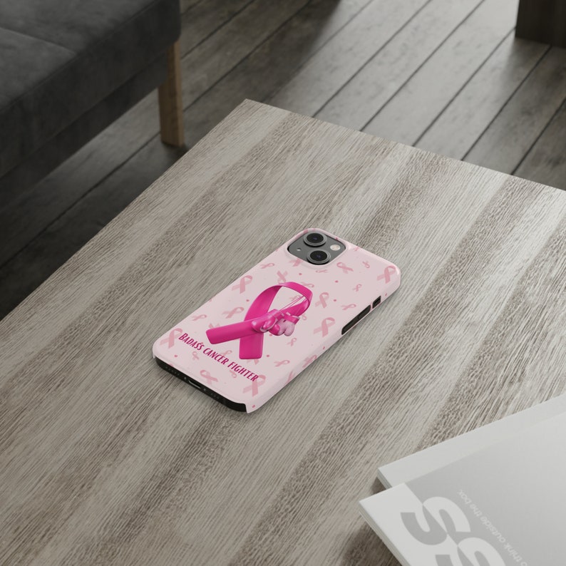 Badass Breast Cancer Fighter iPhone 14 Phone Cases, cancer fighter, cancer warrior, cancer encouragement, cancer gift image 4