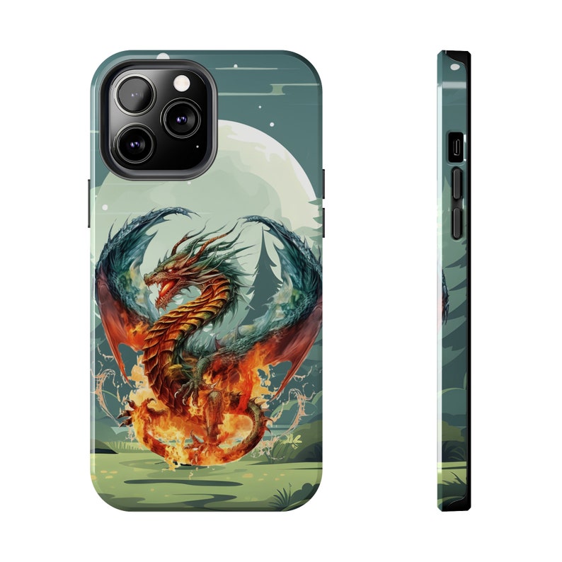 Fiery Dragon iPhone 13 Cases, Knightcore, medieval, Fantasy, Flying Dragon image 2