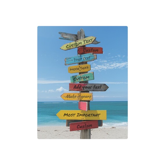 Custom Beach Signpost Metal Art Sign. Signpost to the Ocean. Add your own text or Name for each sign to make the perfect gift!Custom Coastal