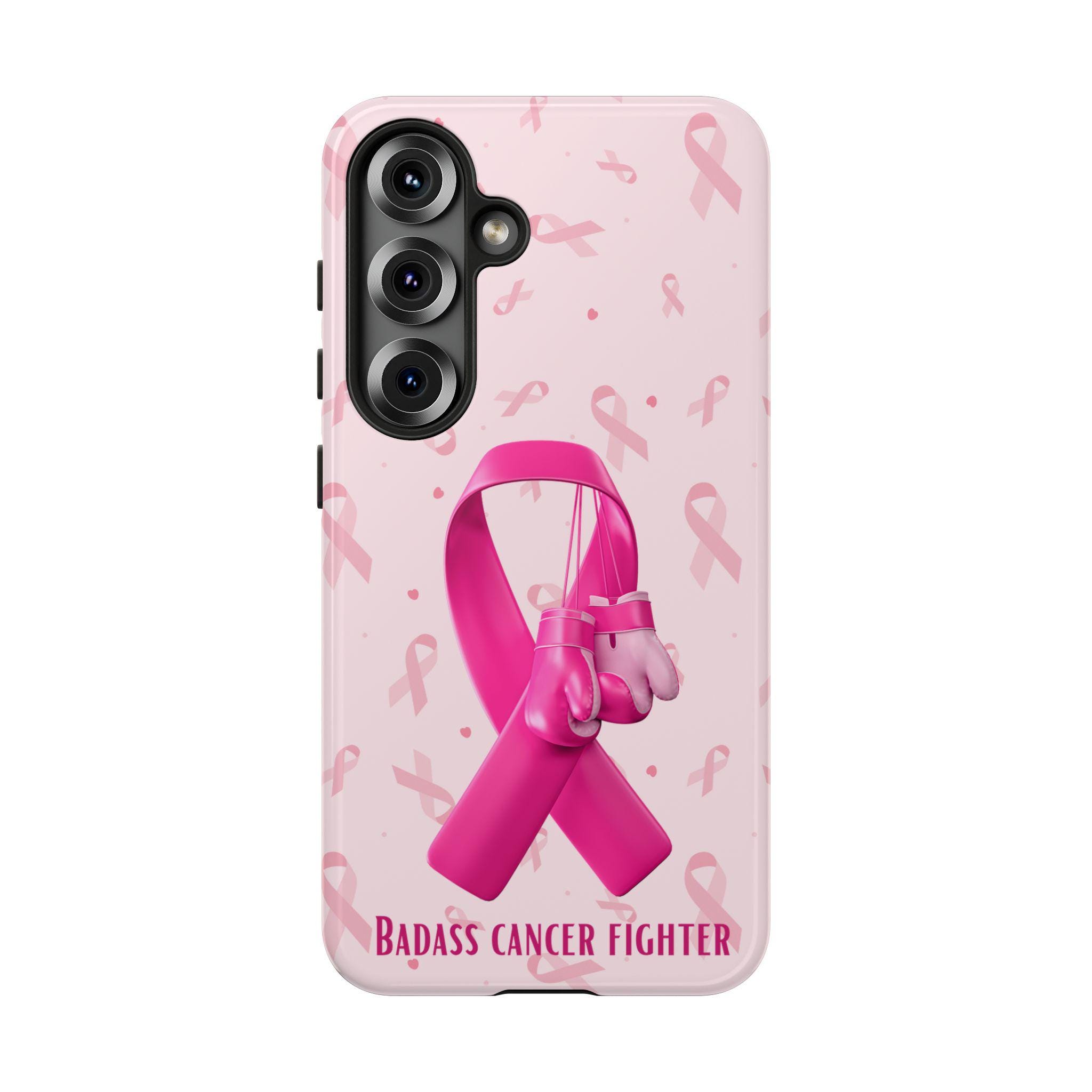 Badass Breast Cancer Fighter Samsung Galaxy Phone Cases S25, S24, S23, S22, S21. Cancer fighter, cancer warrior, cancer gift