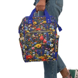 Bright Wildflowers Tote Backpack. Perfect backpack for everyday, for school or for your favorite flower lover image 6