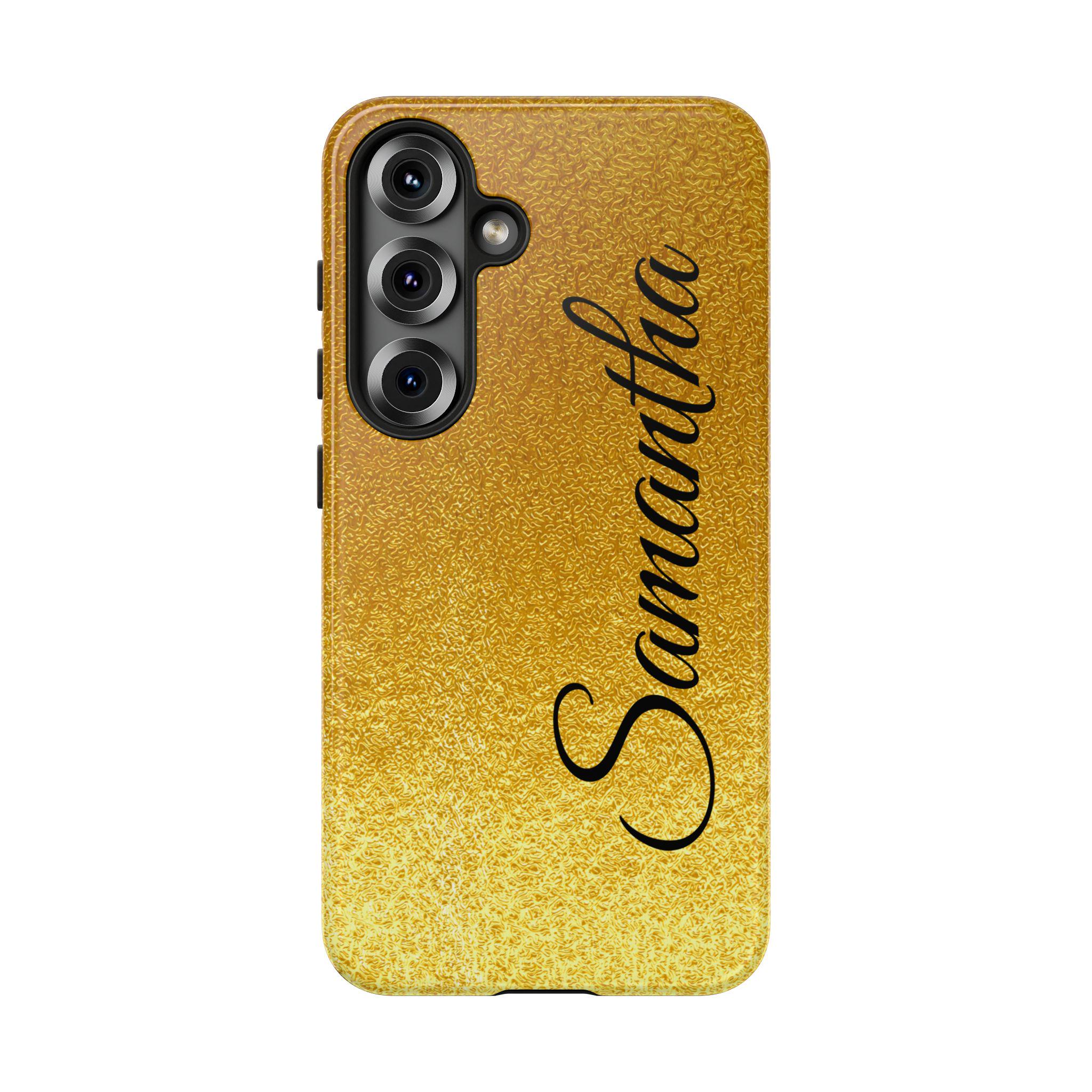 Your Name on Gold Leaf Personalized Samsung Galaxy S25, S24, S23, S22 case. The Custom Name is optional. Let your phone be your bling!