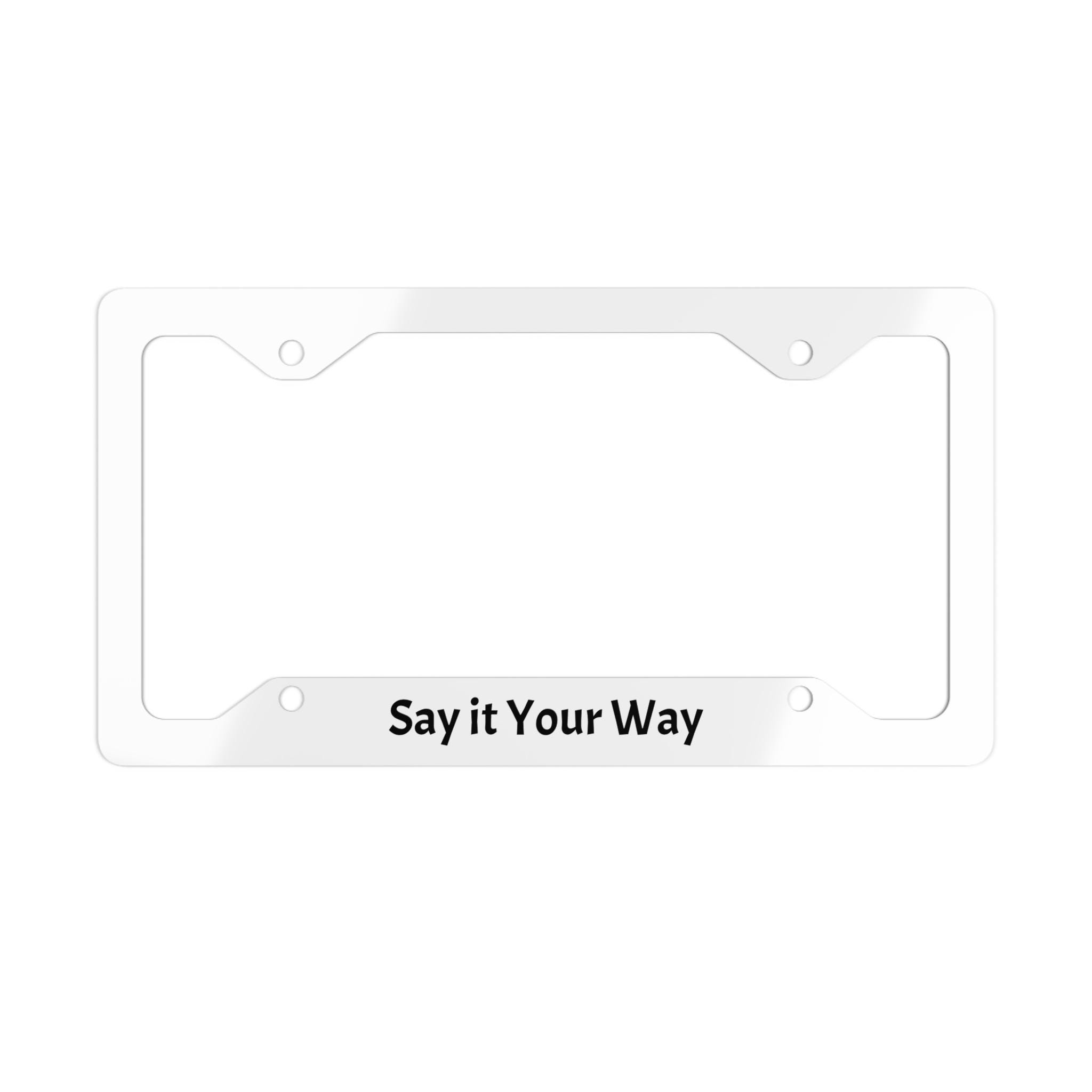 Your Custom Text on a White Metal License Plate Frame. Express yourself with these Personalized license Plate Frames!