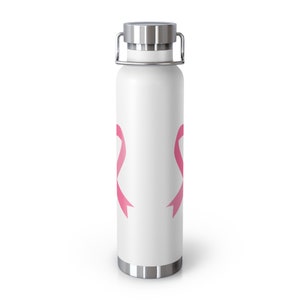 Breast Cancer Ribbon Vacuum Insulated Bottle, 22oz. Perfect for the Breast Cancer Warrior in your life image 2