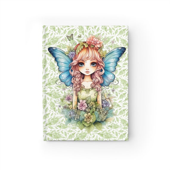 Fairy with Blue Wings Blank Journal, Amazing Pretty Fairycore fairy in beautiful Flowercore colors