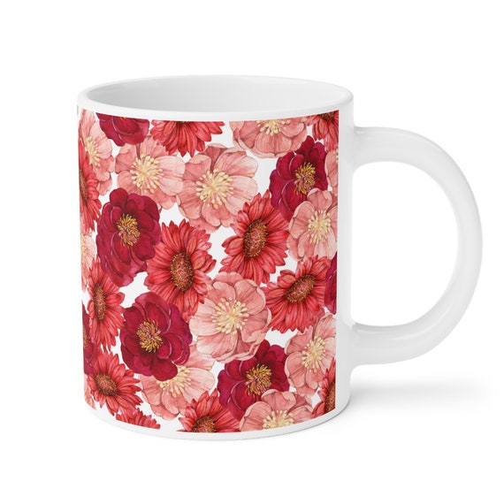 Red and Yellow Flowers Ceramic Mugs 15/20 oz