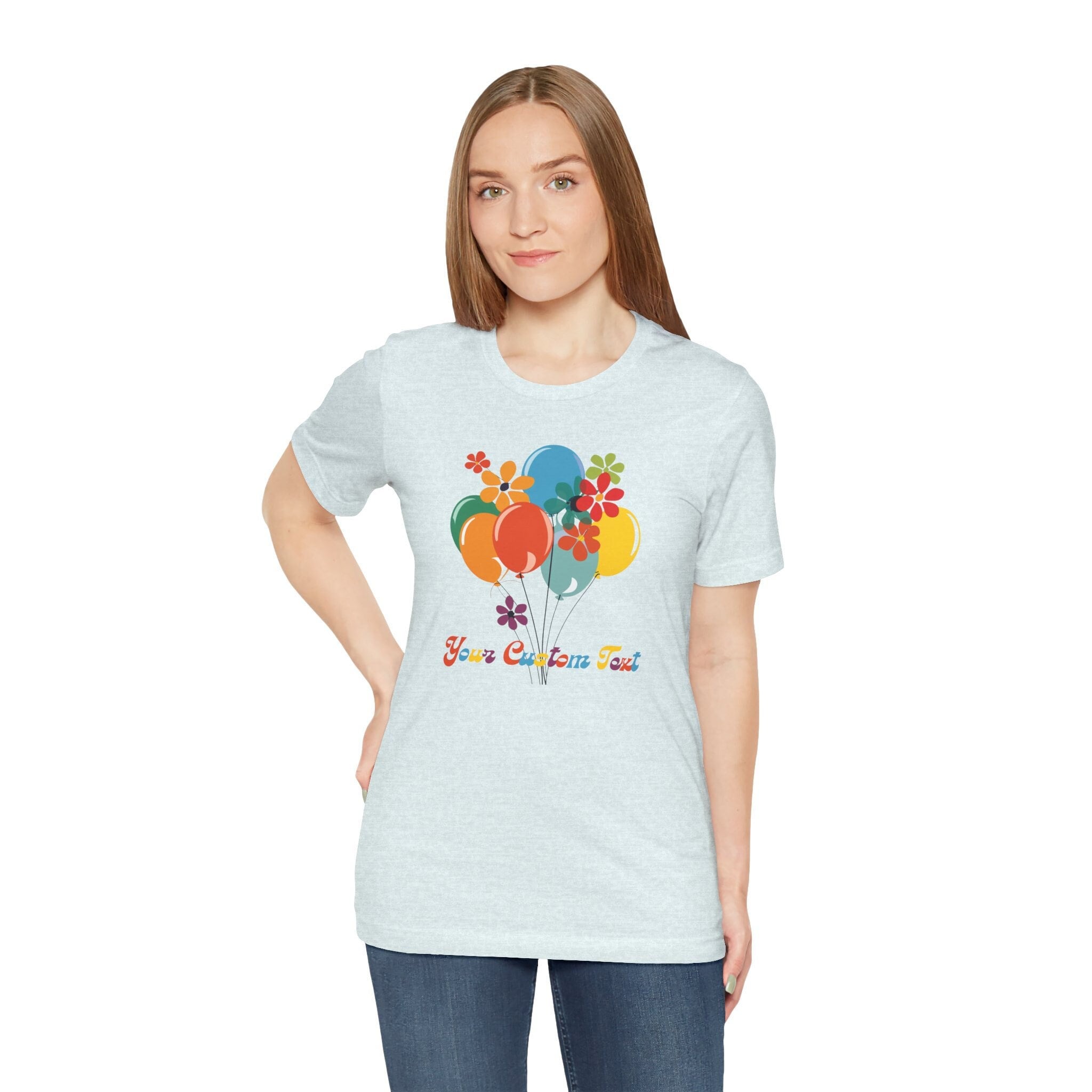 Custom Retro Flowers and Balloons Shirt. Fun Tshirt for Birthday, graduation, bridesmaids