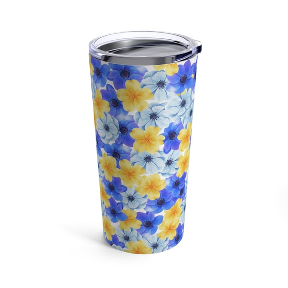 Blue and Yellow Flowers Tumbler 20oz