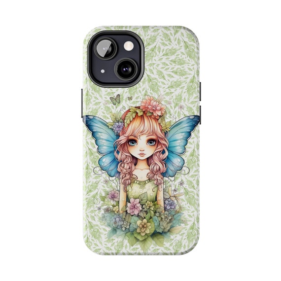 Fairy with Blue Wings iPhone 13 Cases, Pretty Fairycore fairy in beautiful Flowercore colors