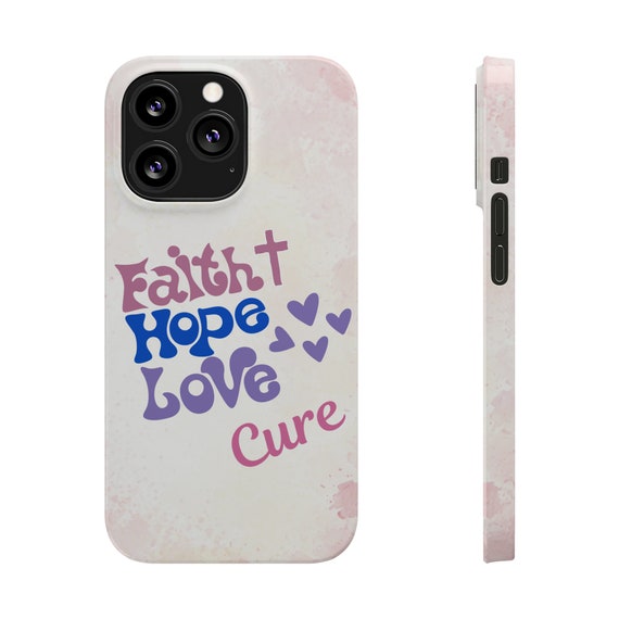 Faith Hope Love Cure iPhone 13 Phone Cases. Breast Cancer Awareness, cancer fighter, cancer warrior, cancer encouragement, cancer gift