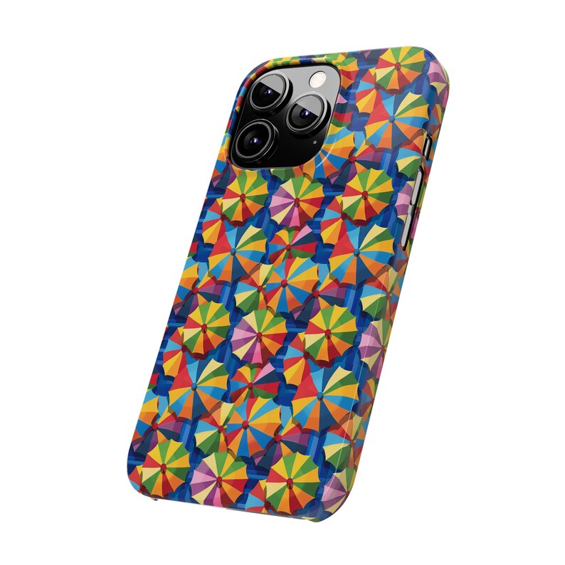 Umbrellas on iPhone 13 Phone Cases. Beach Umbrella, Umbrellas in a cool retro effect image 6