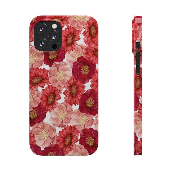 Red and Pink Flowers iPhone 12 Phone Cases