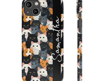 Personalized Cute cats iPhone 14 Phone Cases. These cats and kittens are the Perfect custom gift for your favorite cat lover!