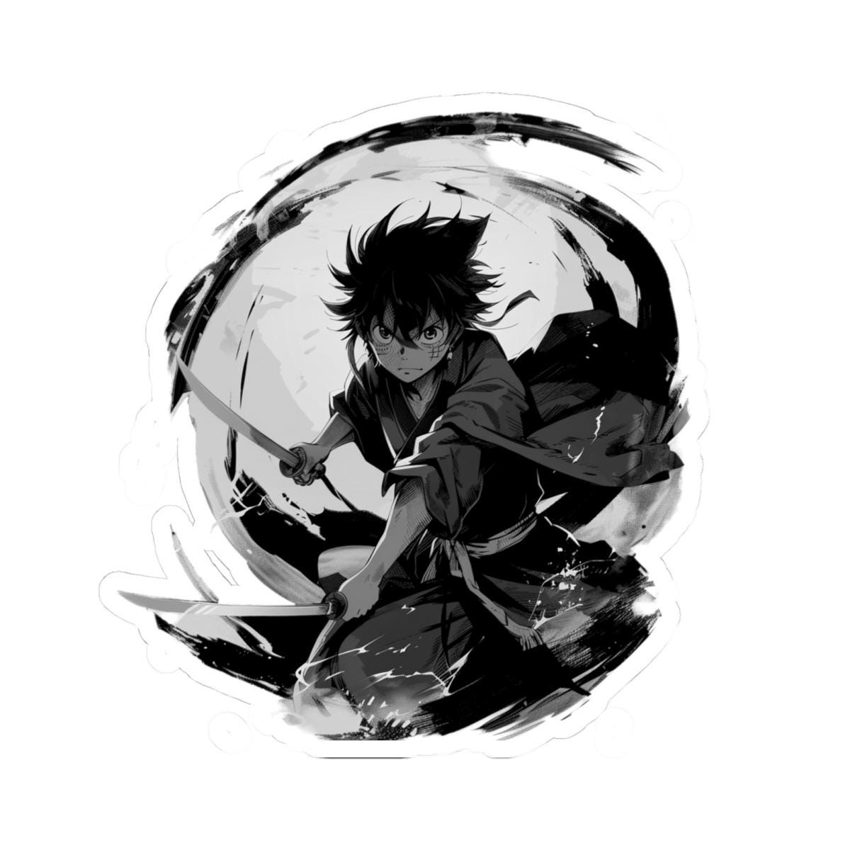 Anime Warrior Sticker with Transparent or White Edges. Add this Anime Warrior to your bottle, computer or books!