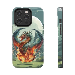 Fiery Dragon iPhone 14 Cases, Knightcore, medieval, Fantasy, Flying Dragon image 1