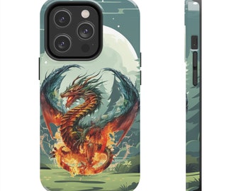 Fiery Dragon iPhone 14 Cases, Knightcore, medieval, Fantasy, Flying Dragon