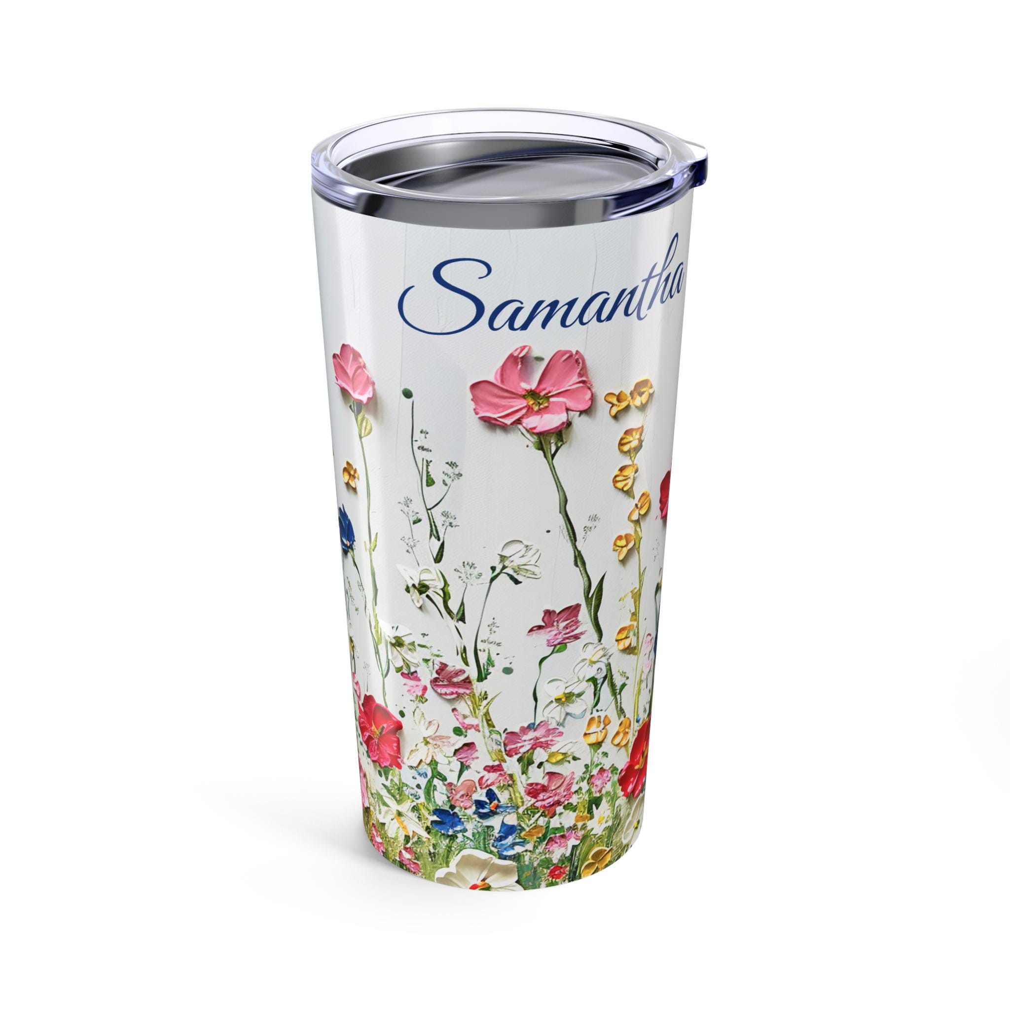 Custom Amazing painting of Wildflowers on Tumbler 20oz, floral painting, floral image, wildflower painting, flower painting on travel mug
